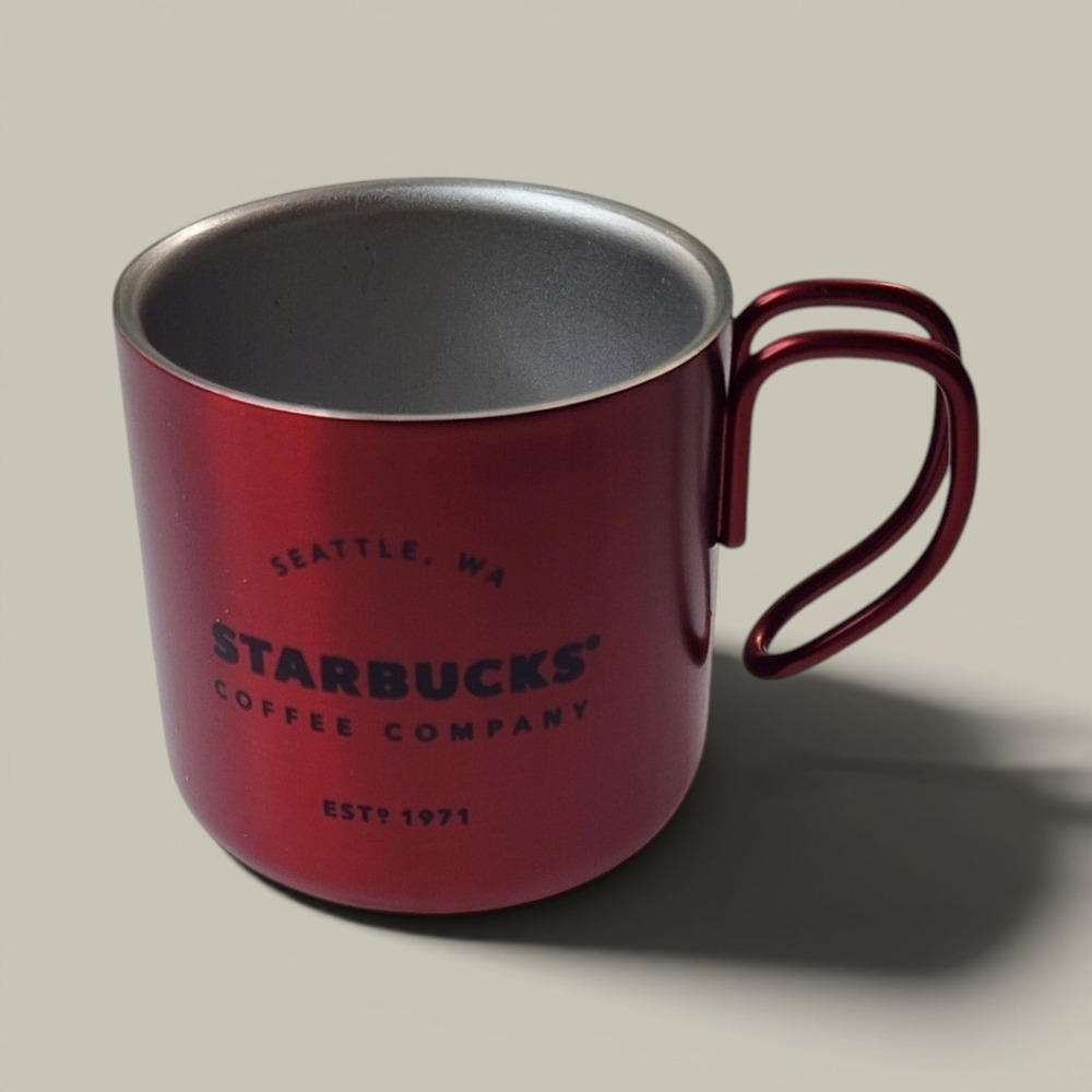 Starbucks Espresso Cup 3oz Red Stainless Steel Seattle Coffee Demitasse Mug